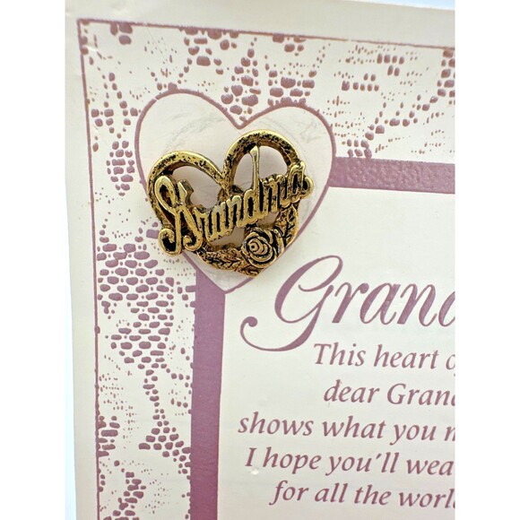 Vintage 1990 Roman “Grandma” Heart Lapel Pin with Card - Picture 2 of 4
